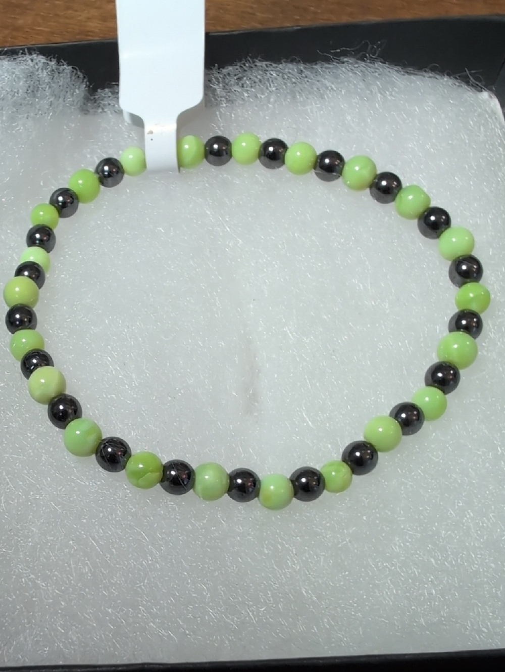 Green Opal And Hematite Stretch Bracelet